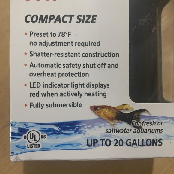 Aqueon Preset Aquarium Heater 50 Watts for Aquariums up to 20 Gallons - Picture 2 of 6